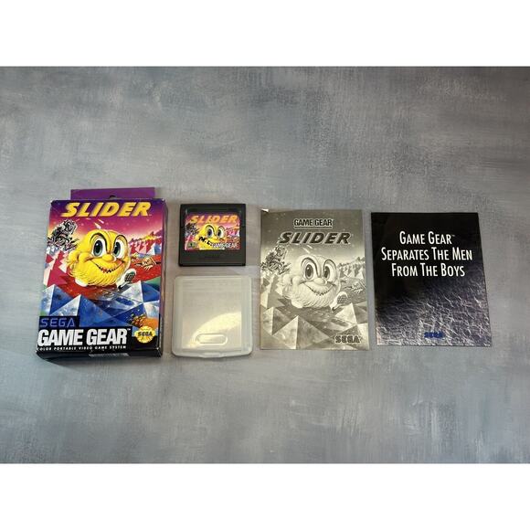 Slider (Sega Game Gear, 1991) CIB COMPLETE w/ Box Manual Game Cartridge